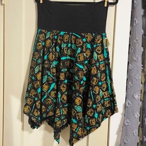Contempo vintage vibe high/Low Skirt Black Jade